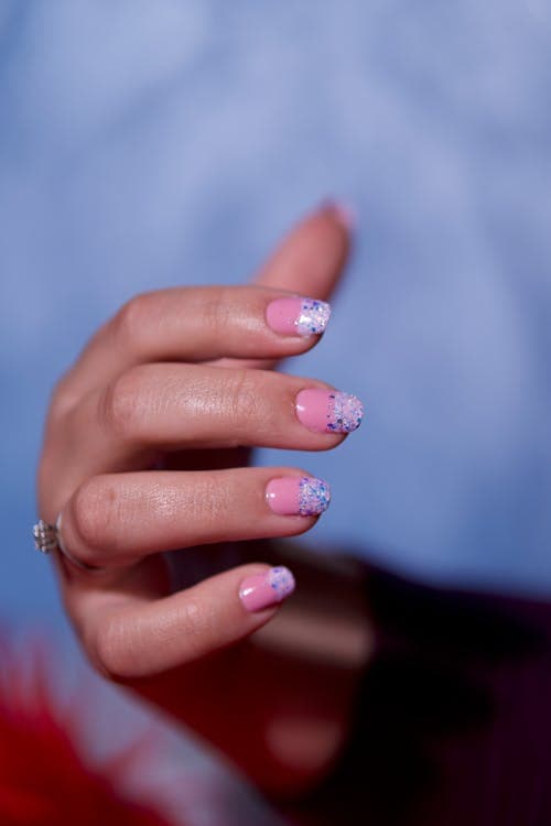 Stylish floral nail art on hand